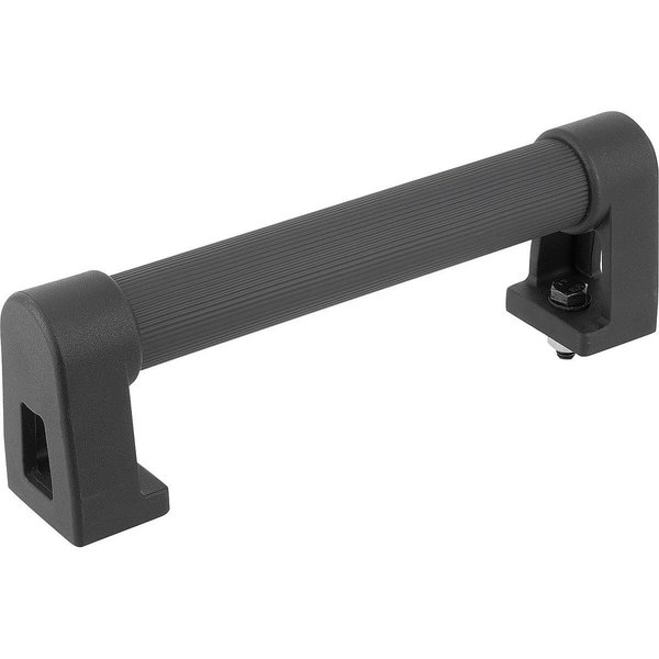 Kipp Tubular Handle A=200, L=250, H=80, Form:B, Aluminum Black Serrated Plastic Sleeve, Comp:Pa, D=M08X25 K0223.200302